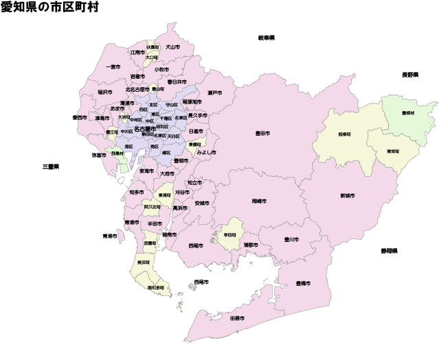 愛知県のマップ